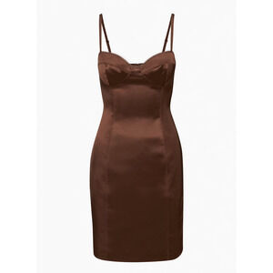 Wilfred Mirror Satin Sleeveless Bustier Bodycon Micro Dress Brown Women's Size 0